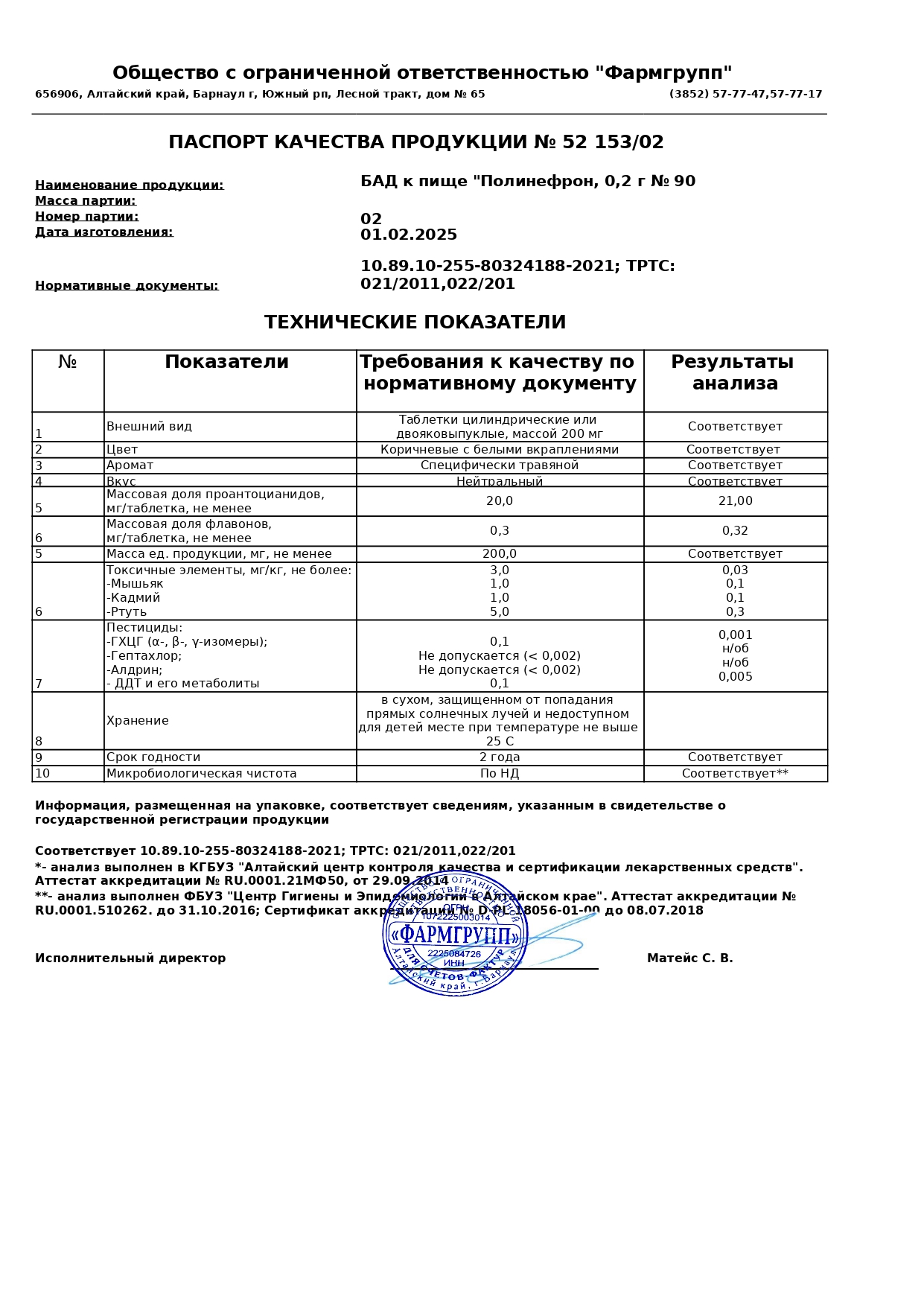 Паспорт №022025